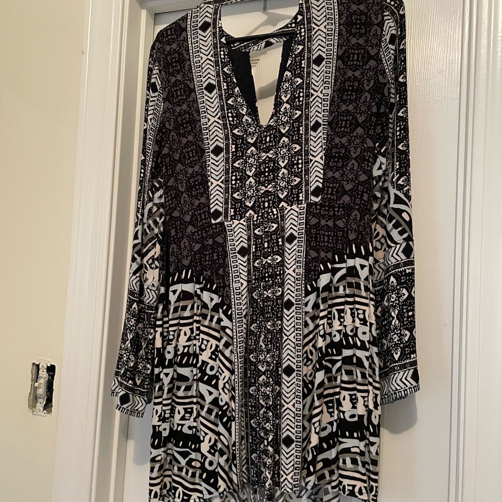 Black-and-grey/white free people dress